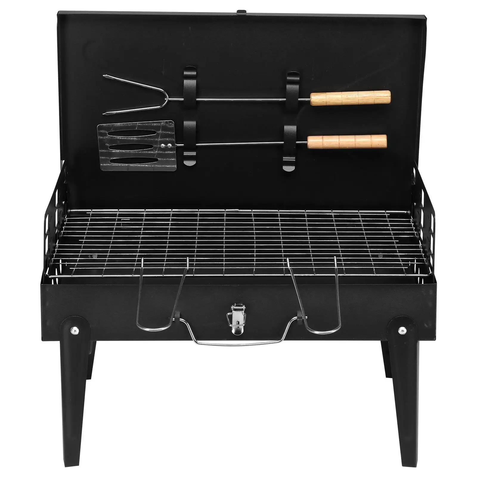 44x27x7cm Black Portable Charcoal Grill - Compact Outdoor Barbecue BBQ