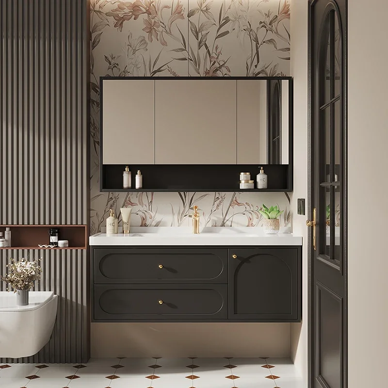 

Oak paint bathroom cabinet combination ceramic integrated basin toilet modern simple washbasin washbasin cabinet