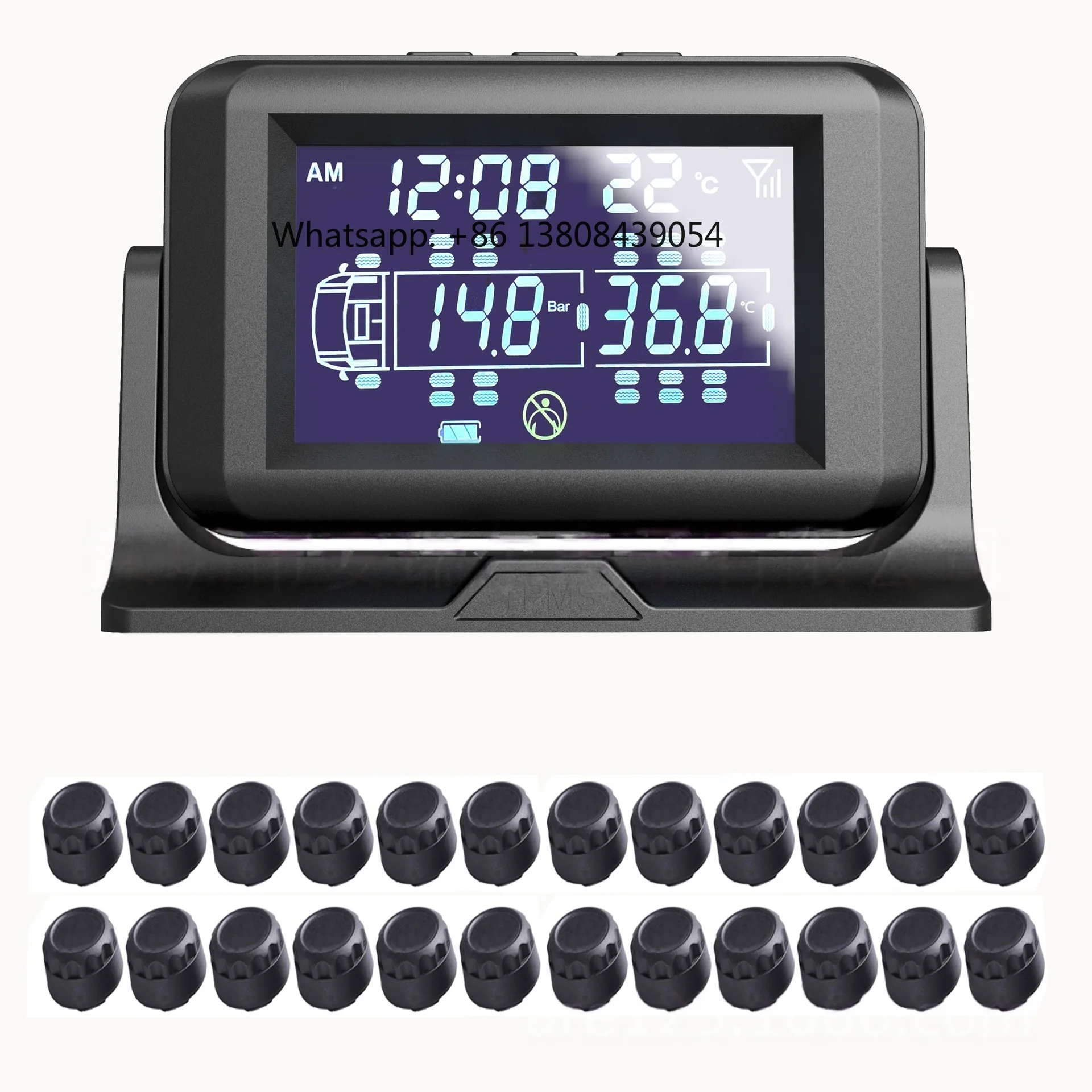 Truck Trailer TPMS Tire Pressure Monitor Solar Powered for 8/10/12/14 Wheels Heavy Duty Truck Special Vehicle with LCD Display