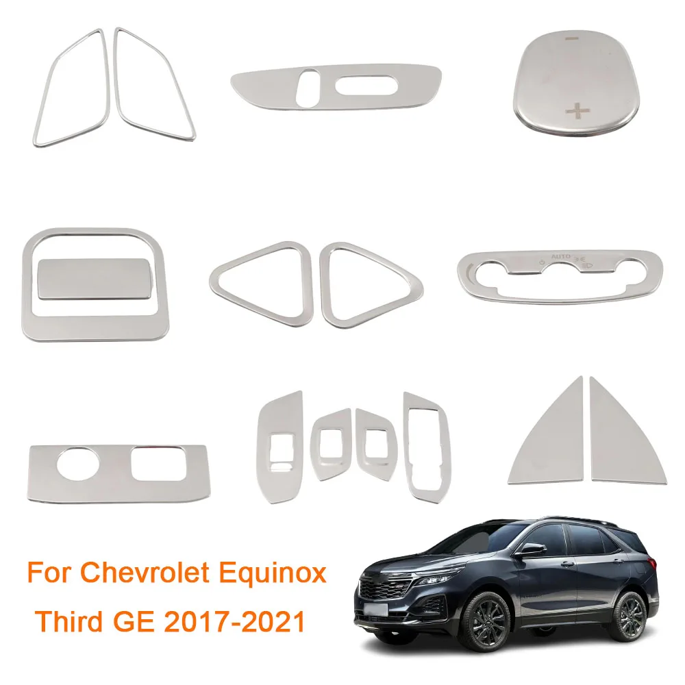 

Для Chevrolet Equinox Third GE 2017-2021, серебристая крышка ручки переключения передач из нержавеющей стали, задняя накладка на выходе кондиционера