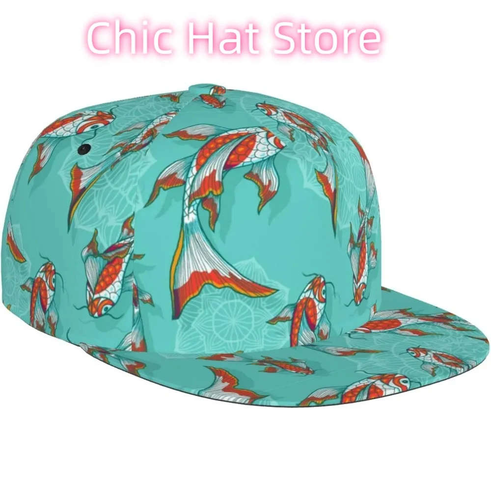 Sombreros Snapback para hombres y mujeres, gorra de béisbol de pescado Koi japonés a la moda, gorra de camionero para deportes de ciclismo, correr, Golf, peces Koi tropicales