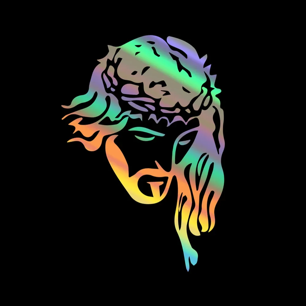 20x13.5cm Jesus Head God Reflective Car Stickers Auto Vinyl Film Decals For Car Body Window Table Laptop Auto Accessories