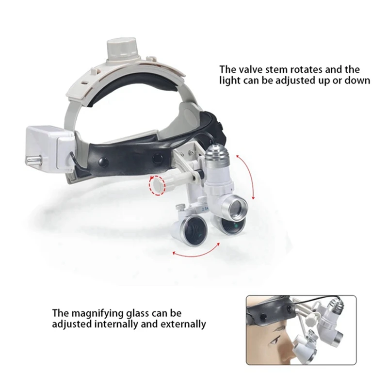 2.5X 3.5X Dental Loupes Binocular Magnifier Medical Surgery Helmet  Magnifying Glass Lupa w Professional 5W Surgical Headlight