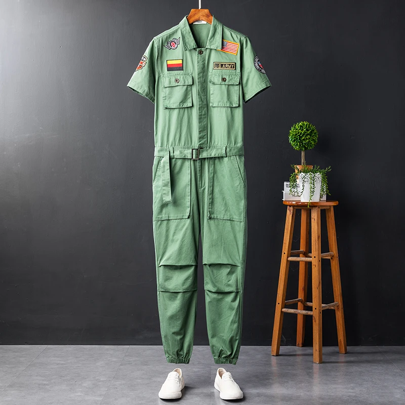

Casual Workwear ort Sve One-Piece Suit Men's Military Sle Loose Pants Couple's Loose Fit Jumpsuit Youthful Energy