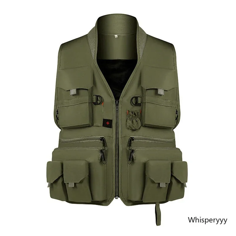 

Korean Fashion Outdoor Multi-pocket Vest Man Tactical Vest Photography Multifunctional Waistcoat Fishing Sleeveless Jacket Male