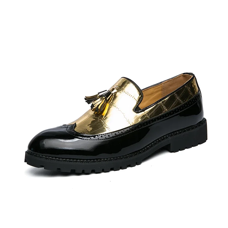 

Мужские кожаные туфли, классические туфли, свадебные туфли, деловые туфли из лакированной кожи, повседневные туфли, мужские туфли с бахромой и пэчворком.