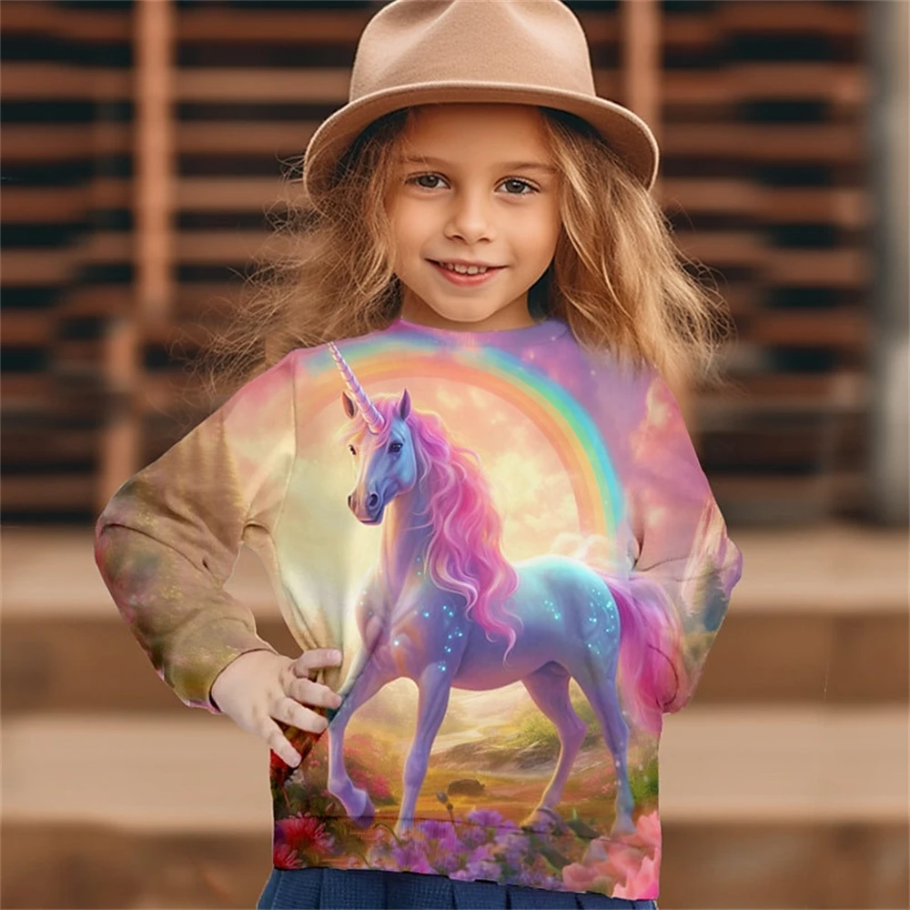 Kinderkleidung Mädchen T-Shirt Langarm Kind T-Shirt Casual 3D Cartoon Print Mädchen Sommer Herbst Kleidung Mädchen Kleidung Top – Detail 8