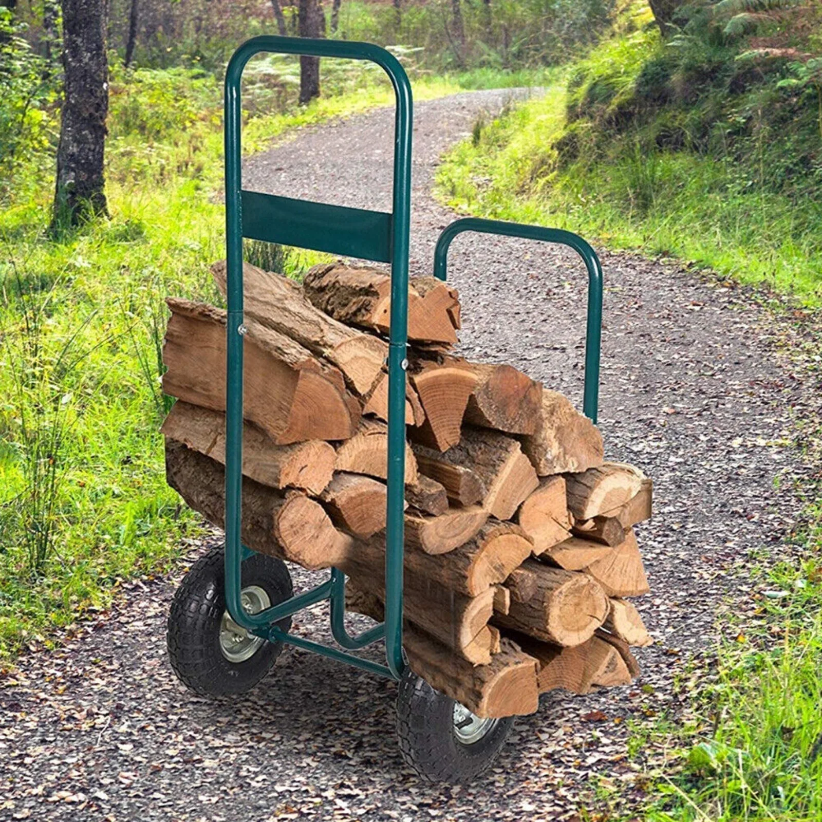 US Steel Firewood Log Cart Carrier Wood Rack Dolly Storage Mover Holder