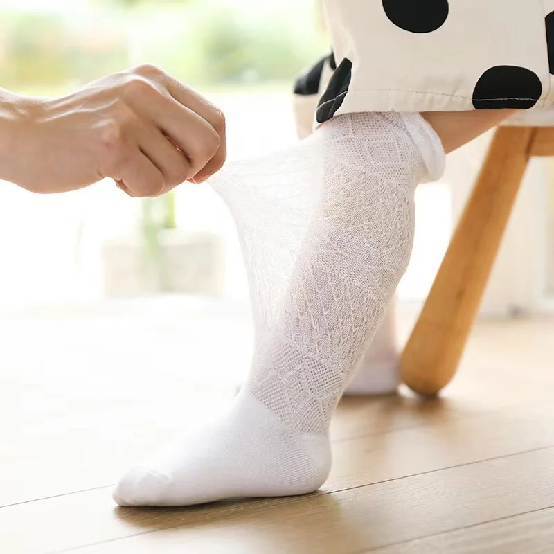 Summer Ultra-thin Mosquito Repellent Socks High Knee Sock for Boys and Girls Cute Baby Soft Cotton Mesh Hose Newborn Gift  0-3