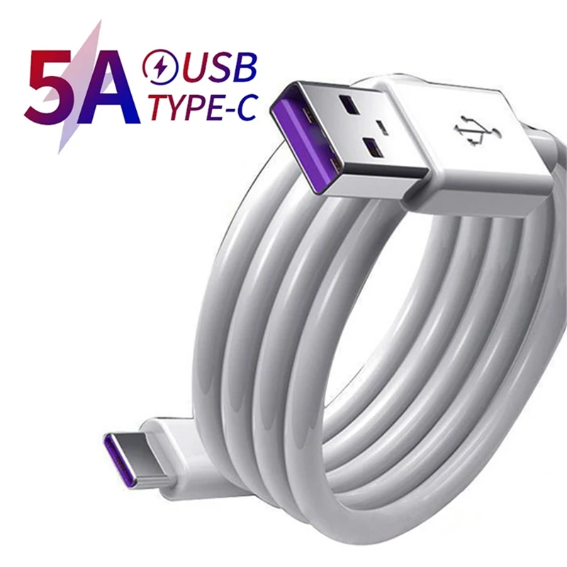 Cavo di ricarica USB di tipo C a ricarica Super veloce 5A per Huawei P60 P50 P40 P30 Mate 60 50 40 30 20 Nova 5T 6 7 8 9 Pro Honor 90 80 70