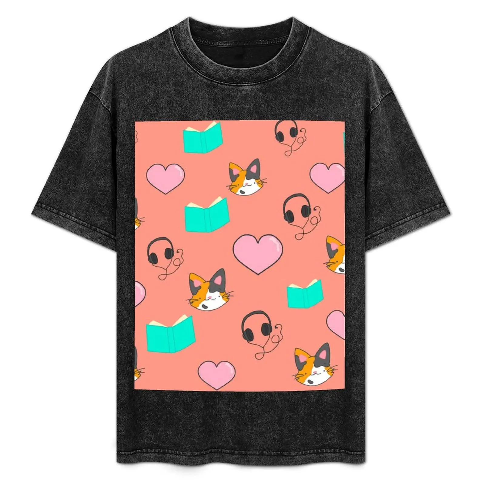 

Cats, Books, Headphones, and Hearts T-Shirt blanks oversize t-shirts man new gifts and t-shirts mens big and tall t shirts