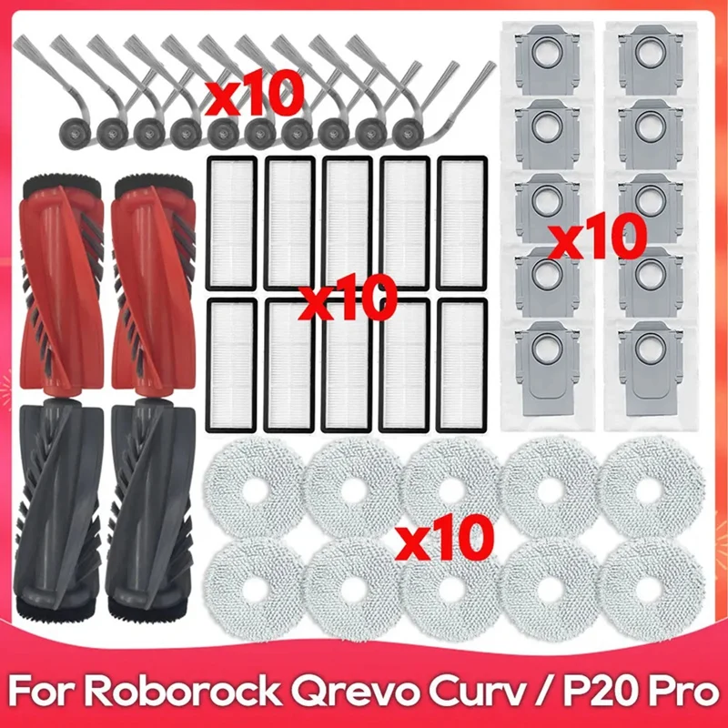 

B06B-For Roborock Qrevo Curv Replacement Parts Accessories Hepa Filter Mop Cloth Dust Bags Main Side Brushes