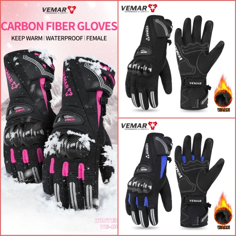 VEMAR городские пригородные перчатки для мотокросса для холодной погоды, мужские и женские ветрозащитные водонепроницаемые термозащитные зимние мотоциклетные перчатки