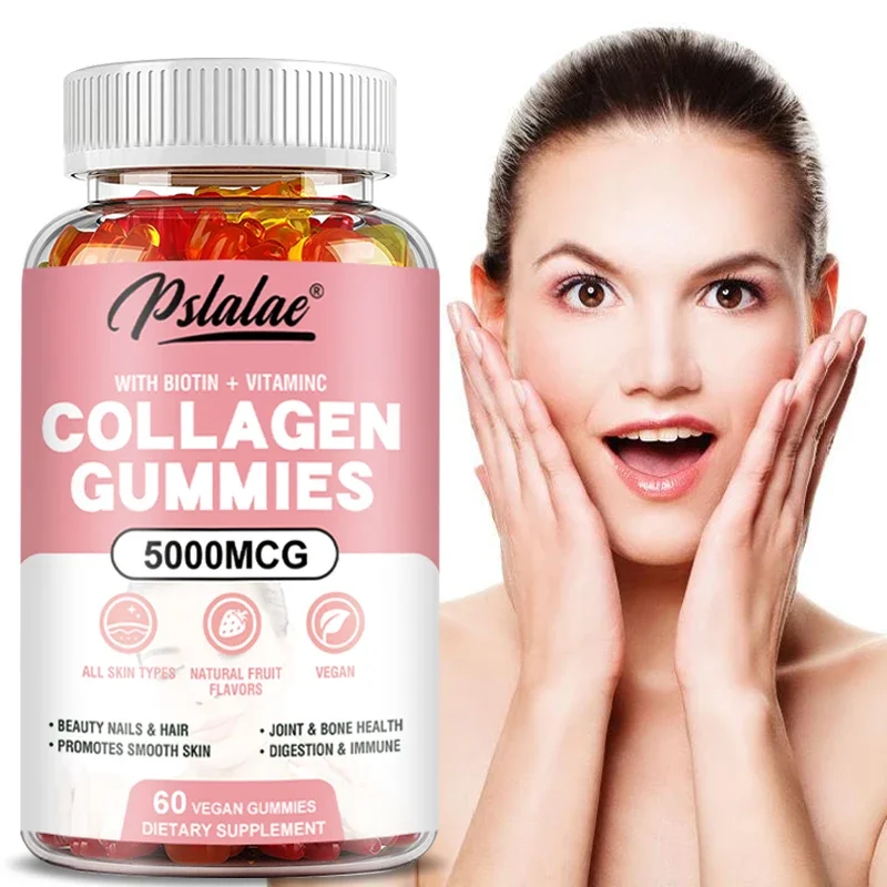 Collagen Gummies 5000 Mcg - Promote Hair Growth, Whiten Skin, Hydrolyze Skin, Help Nail Bone Joints