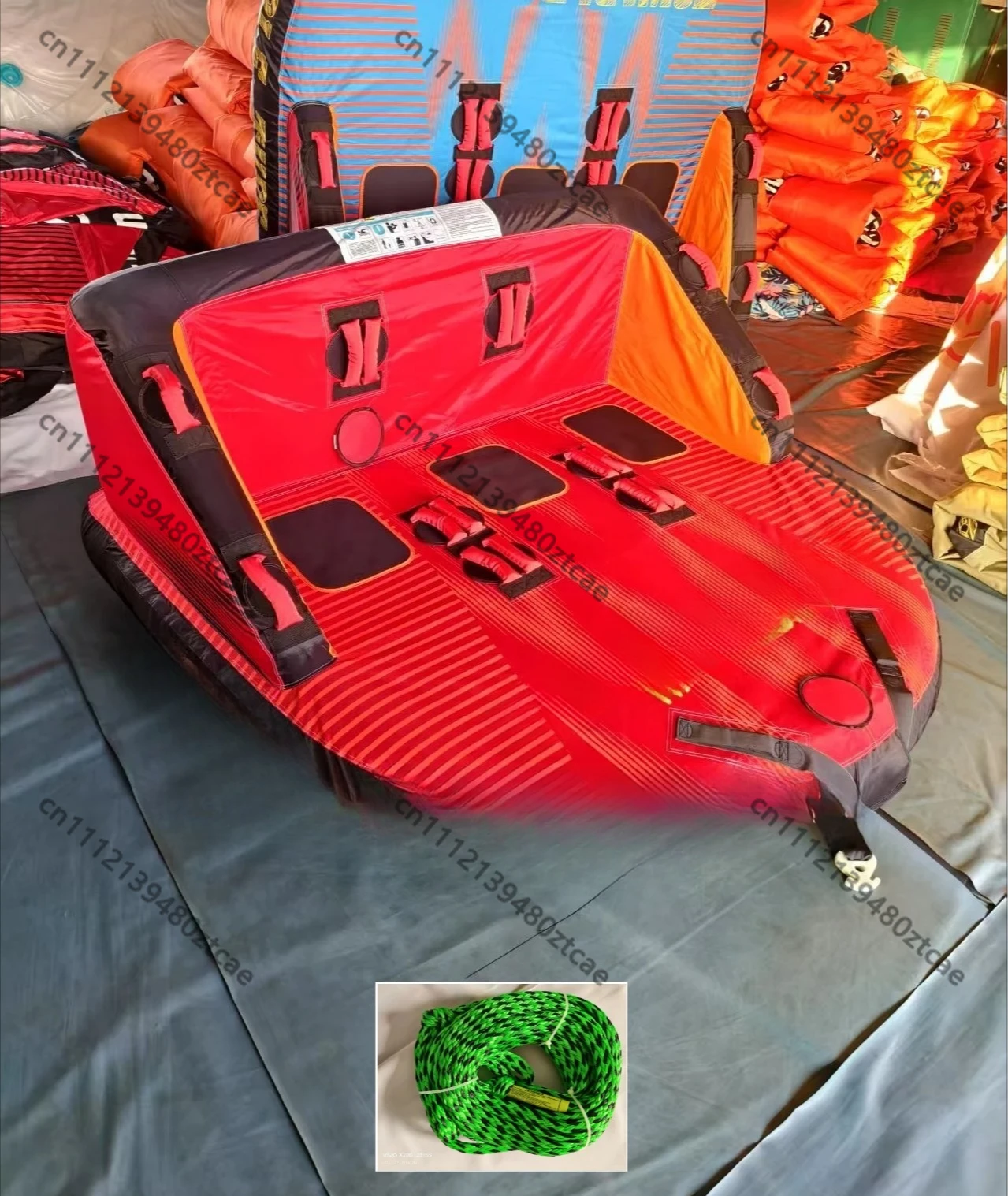 4-Person Inflatable Water Drag Sofa Thickened PVC Wear Resistant Ski Towable Tube With Free 4K Drag Rope Outdoor Water Sport