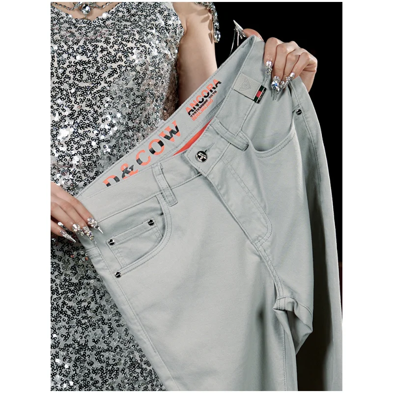 

Новые летние джинсы 2025 года, мужские тонкие эластичные джинсовые модные брендовые модные и универсальные облегающие брюки с небольшой ногой