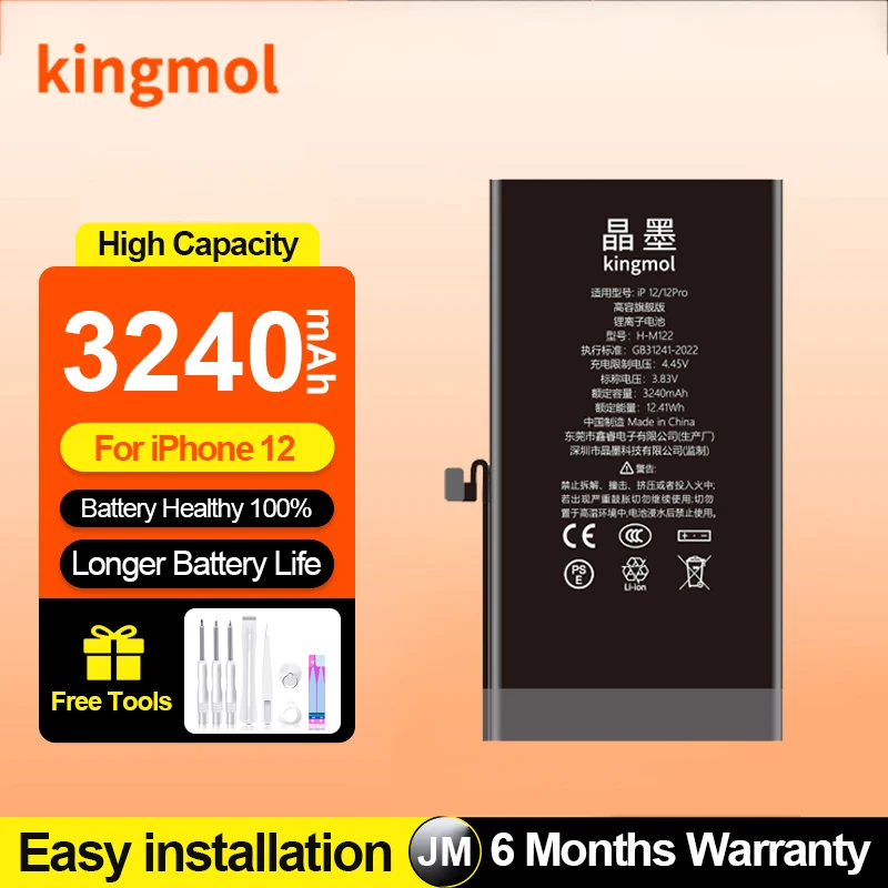 0 Cycle High Capacity Battery for iPhone 12 Pro 11 13 14 Pro Max Mini X XS XR 8 7 6 6S Plus SE2 Phone Bateria + Free Tool Kit