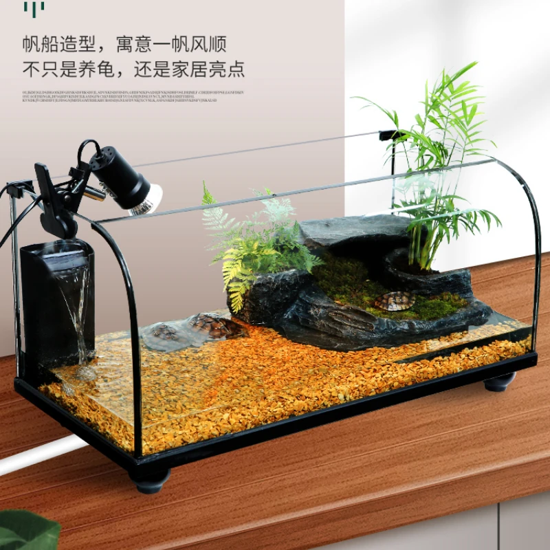 Turtle vat with large sun table for landscaping and turtle breeding box glass