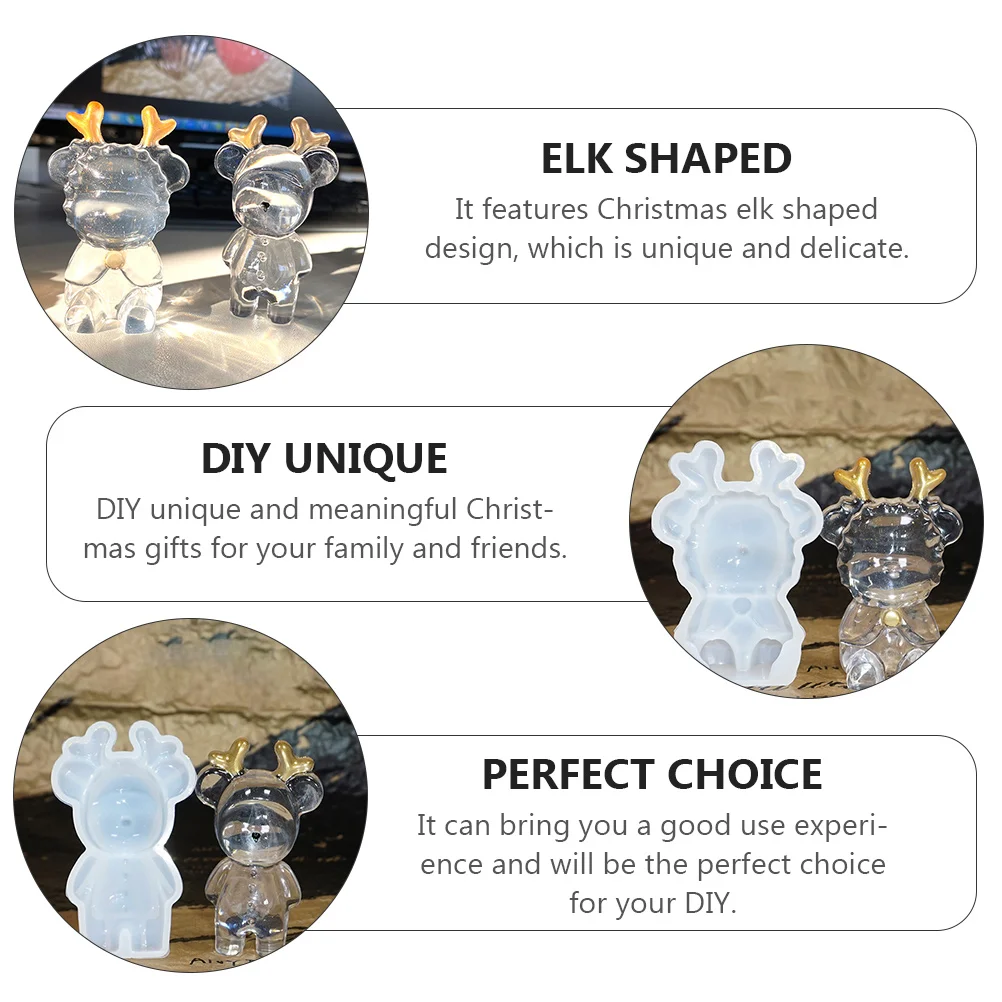 

2 Pcs Modeling Elk Mold Miss Gumdrop Decorations Christmas Silica Gel Silicone Molds for Crafts
