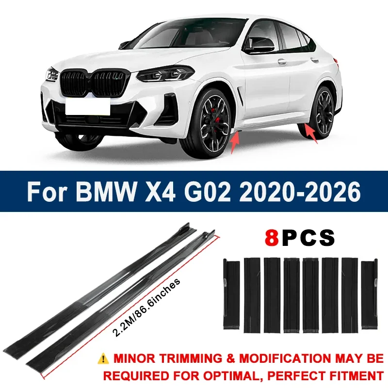 

Aerodynamic 2.2m Sectional Side Skirt Extension Lips Racing Side Spoiler For BMW X4 G02 2020-2026 2021 2022 Sport Upgrade Kit