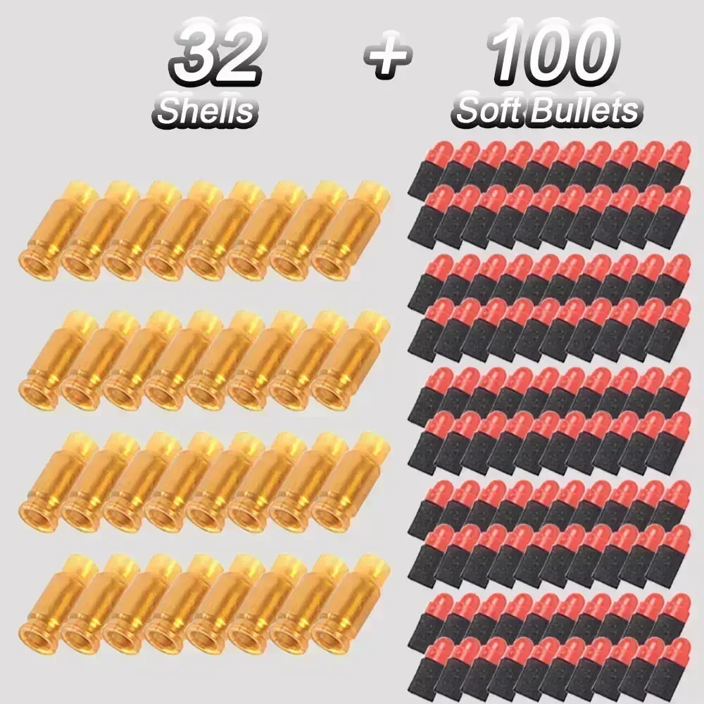 100 balas de espuma macia + 32 conchas para pistola de brinquedo glock colt pistola jogos de tiro crianças brinquedos dropship shopify