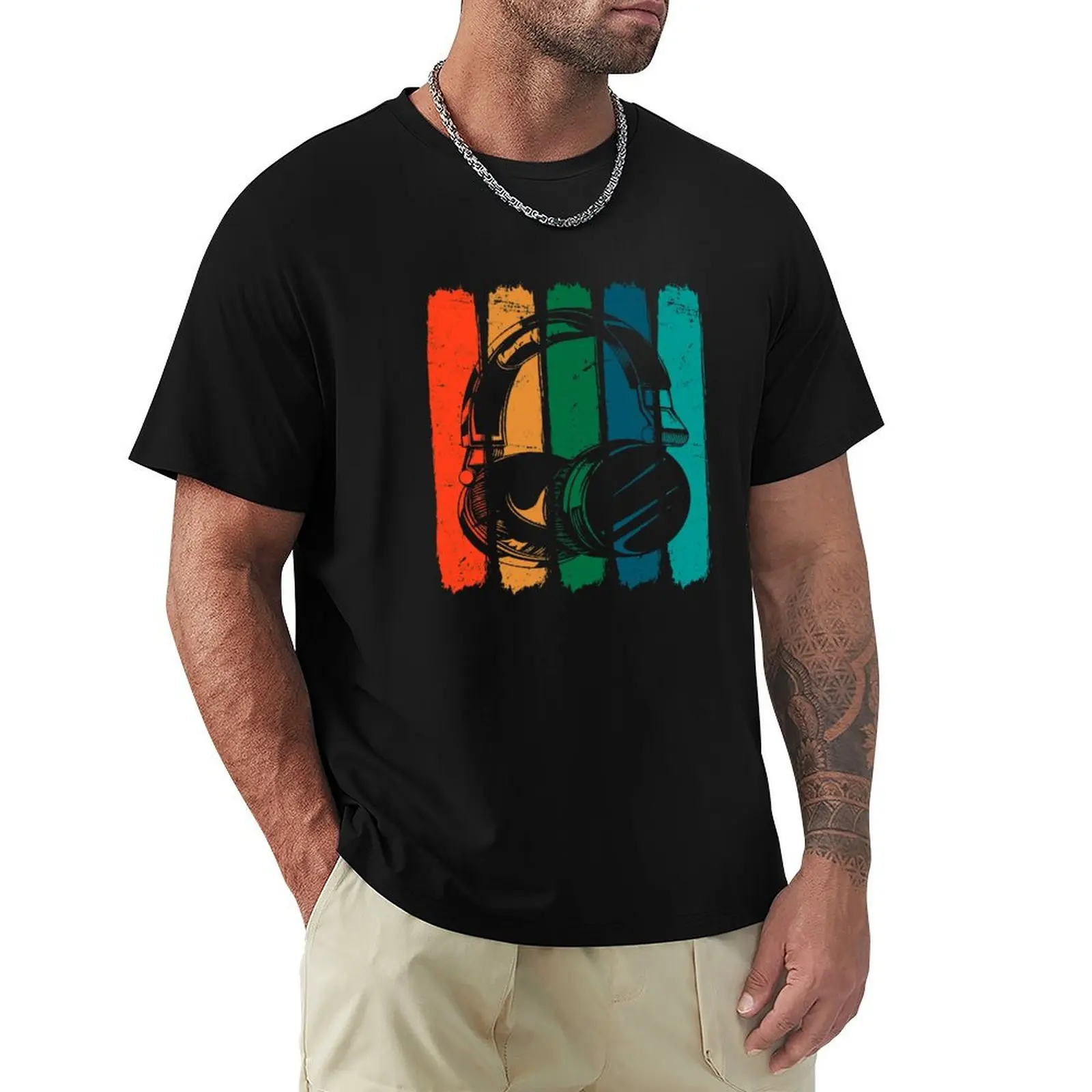 Music Lover Producer DJ Vintage Headphones T-Shirt Plus Size Outdoor Casual Top