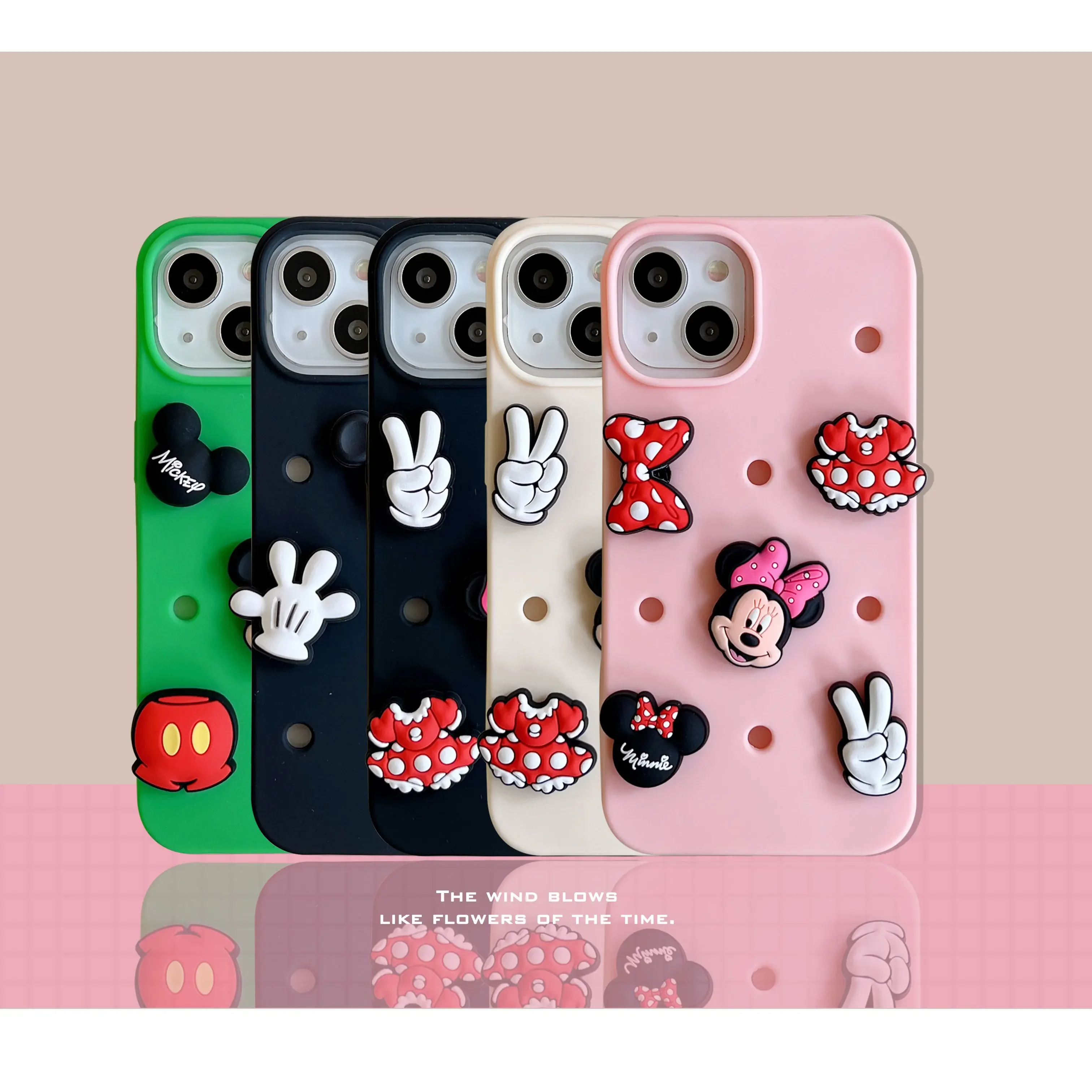 Luxury Disney Mickey Mouse DIY Couple 3D Stereoscopic Phone Cases For iPhone 15 14 13 12 11 Pro Max XR XS Plus SE 2023 BackCover