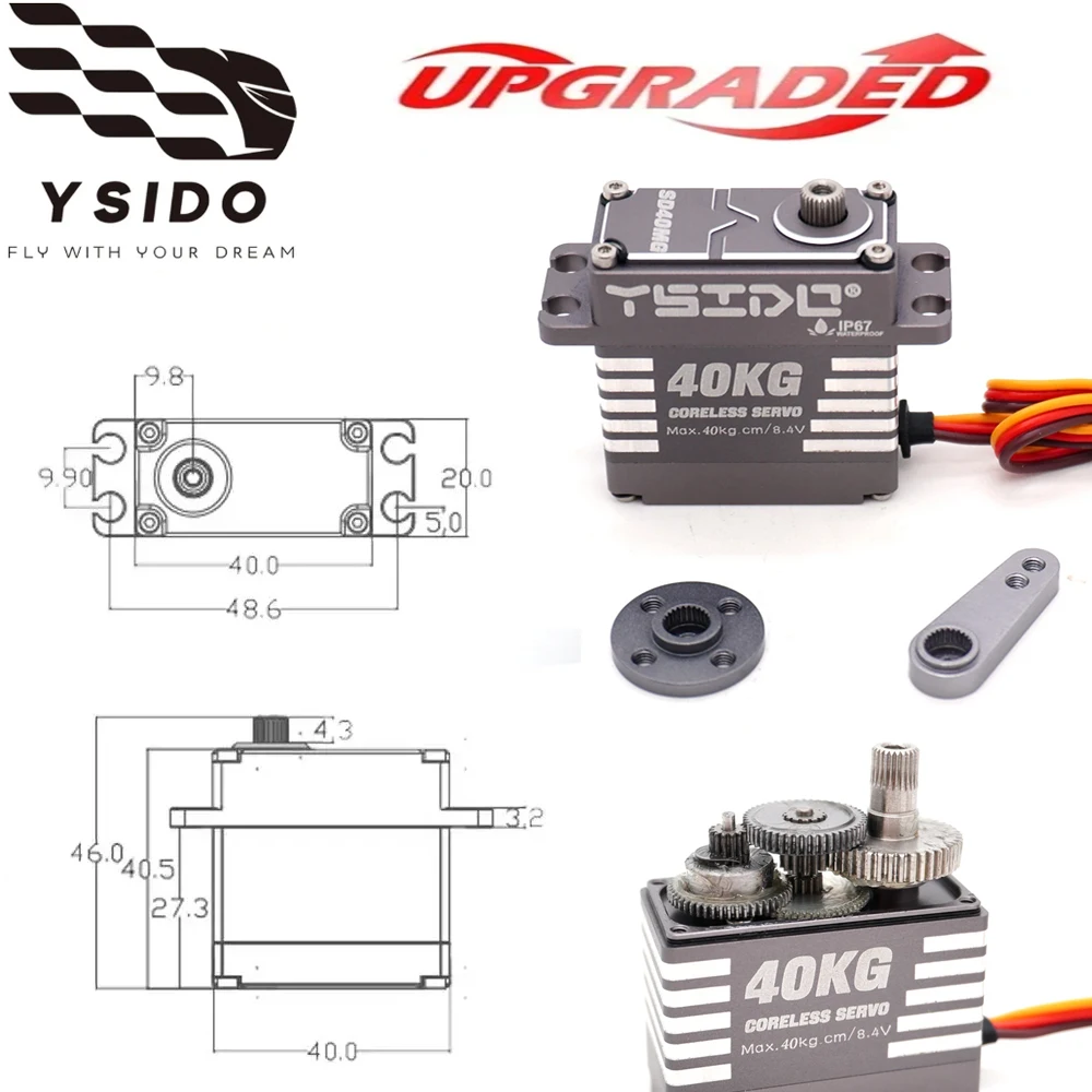 

Цифровой сервопривод 40 кг.см с высоким крутящим моментом, металлическая шестерня IP67, водонепроницаемый с сервоприводом 25 т для 1:8 1:10 TRX6 Scx10 RC Гусеничный автомобиль