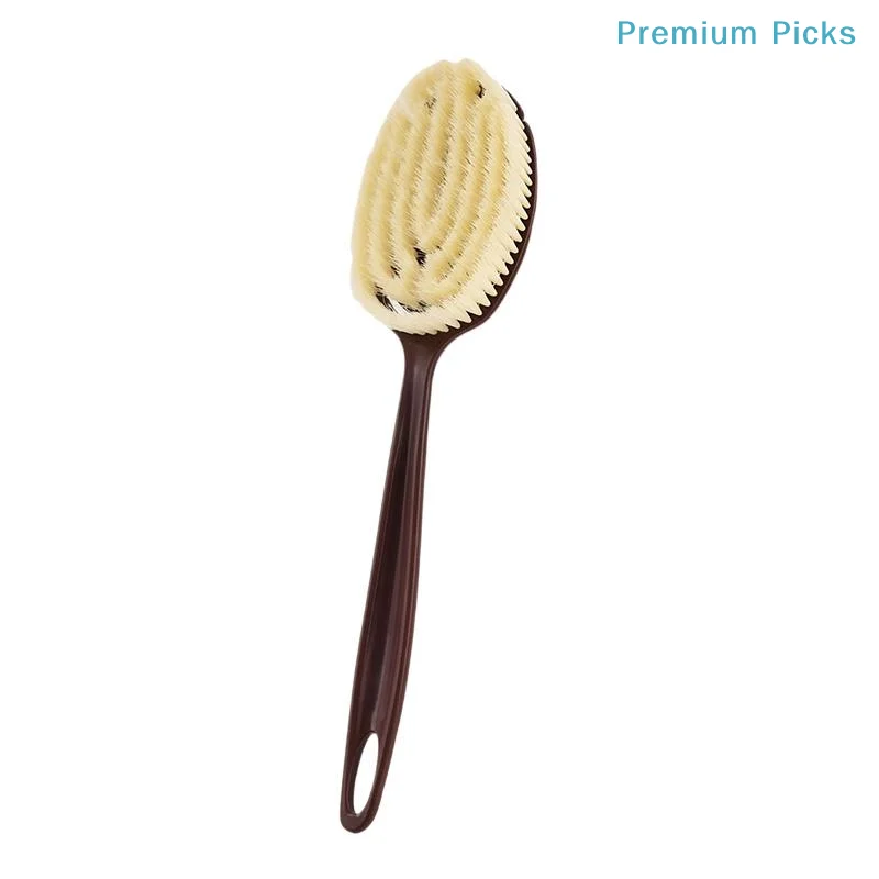 portable1Pcs Body Massage Brush 2 In 1 Long Handle Back Scrubber Natural Coconut Bristle Wet Dry Bath Brush