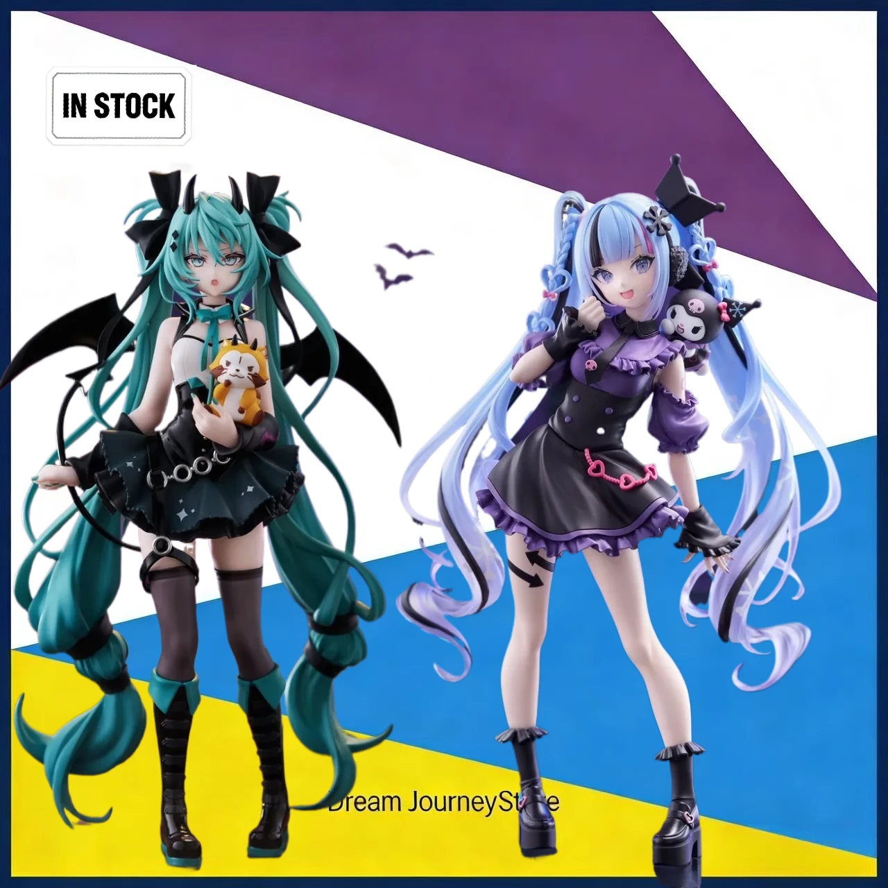 figuras-originales-furyu-trio-try-it-hatsune-miku-snow-miku-x-kuromi-rascal-miku-x-rascal-adornos-y-juguetes