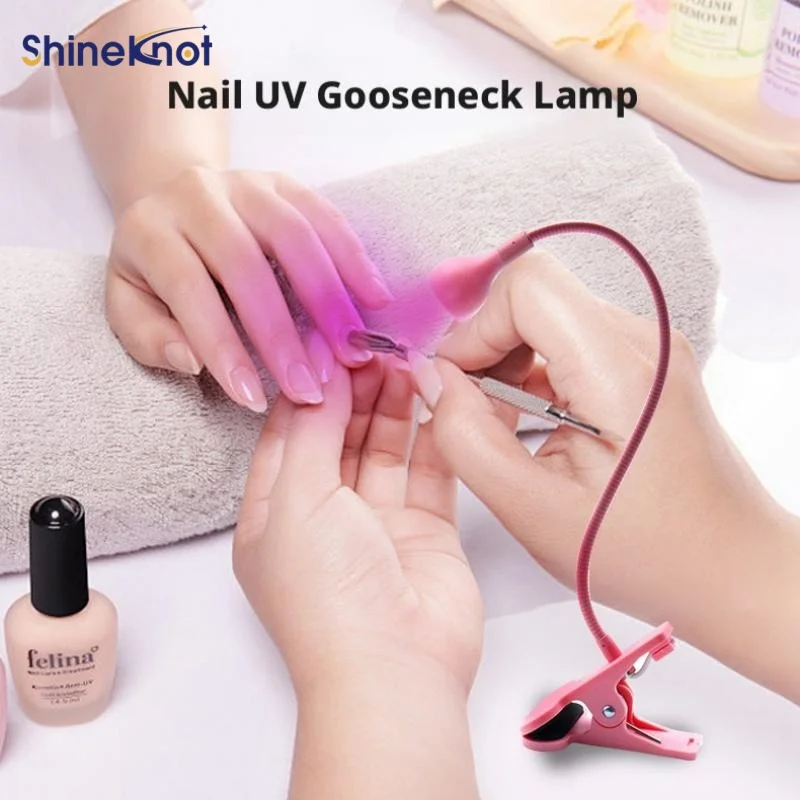 Shineknot Nail UV Curing Purple Light Lamp Gooseneck Beauty Lamps LED Creative Clip Table Lamp Adjustable Lights Head Direction