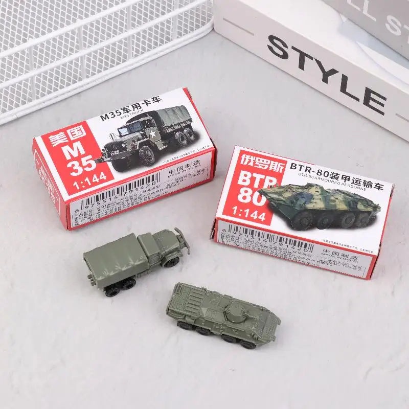 

1/4PCS Sand Table Model 4D Assembly 1/144 Russian BTR80 Armored Car American M35 Truck Children Puzzle Toy