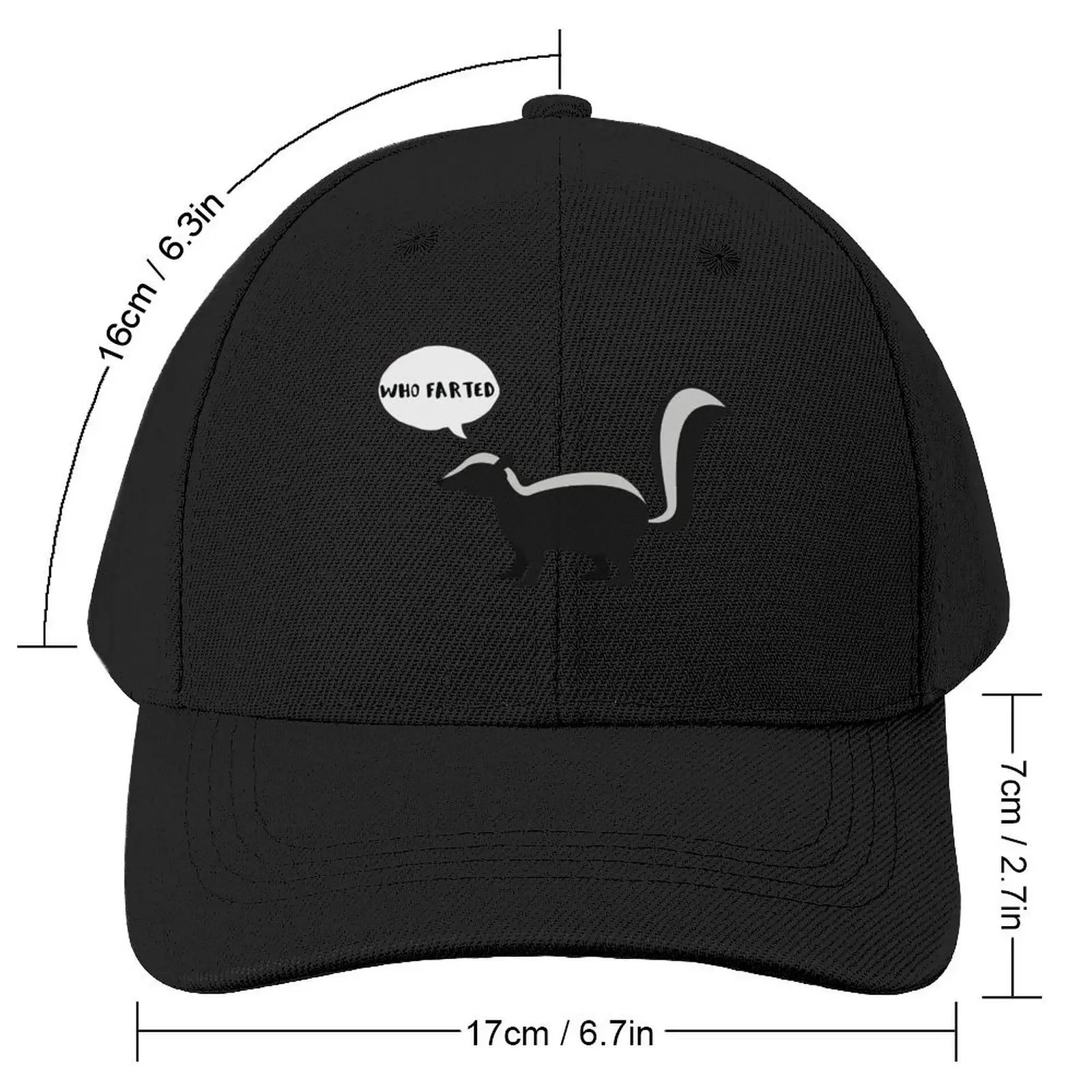 Who Farted Skunk Funny Gifts Baseball Cap Rave Fashion Beach Hat Man Luxury Women's Men's