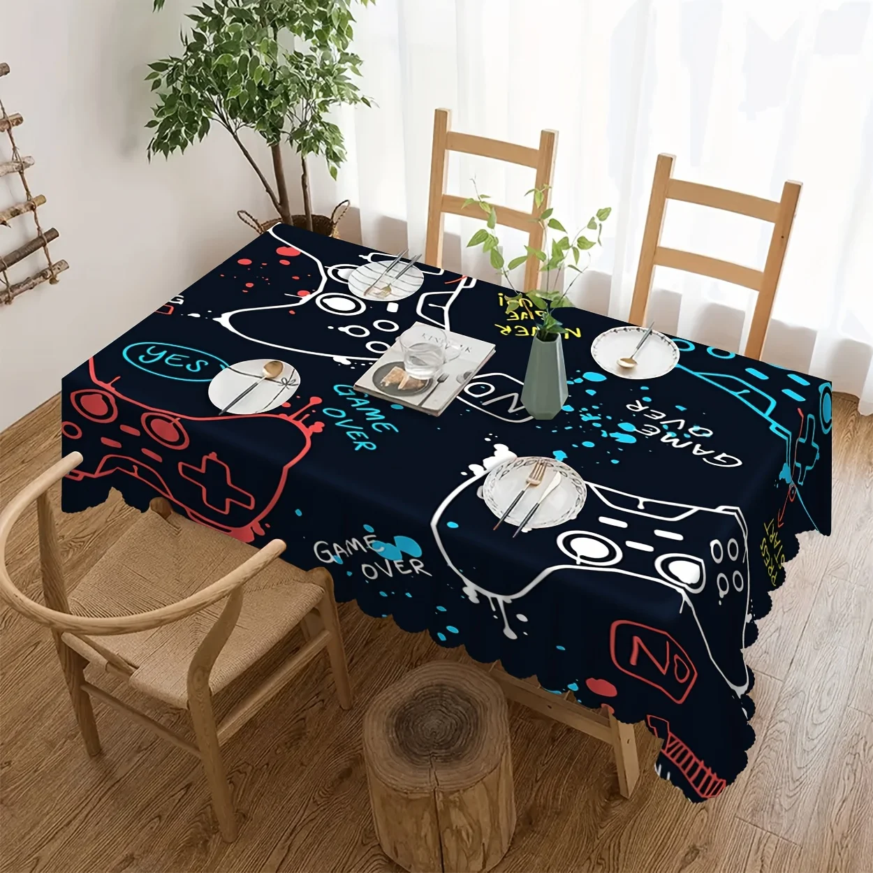 One-piece polyester material game control theme pattern decorative digital printed tablecloth
