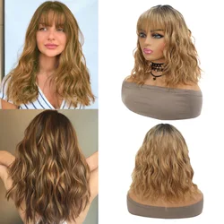 14 inch women's wig synthetic curly wig straight bangs heat-resistant headwearReplenishing hair natural wig women female cosplay