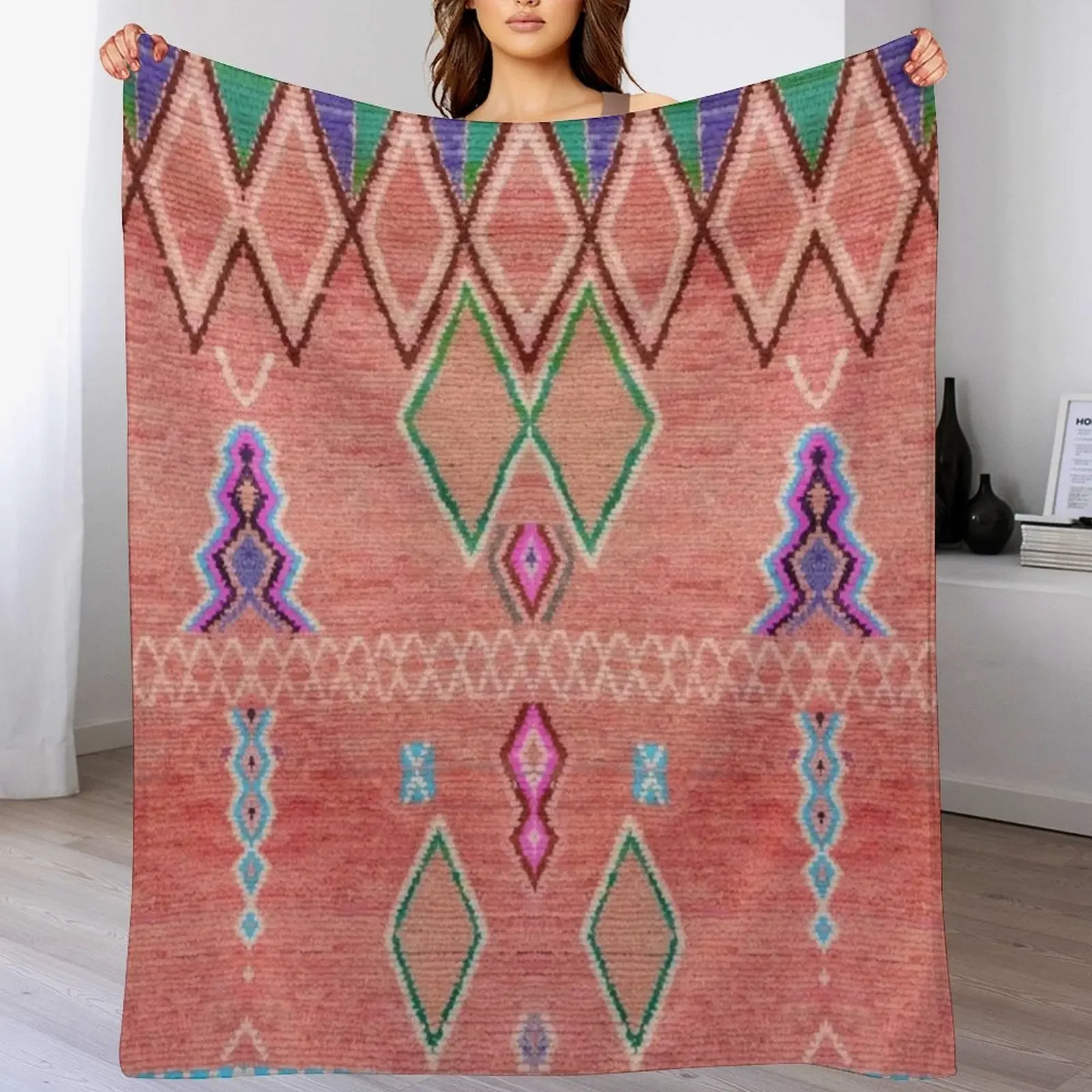 

Traditional Vintage Moroccan Berber Rug Design Throw Blanket warm winter Furry For Sofa Thin Blankets