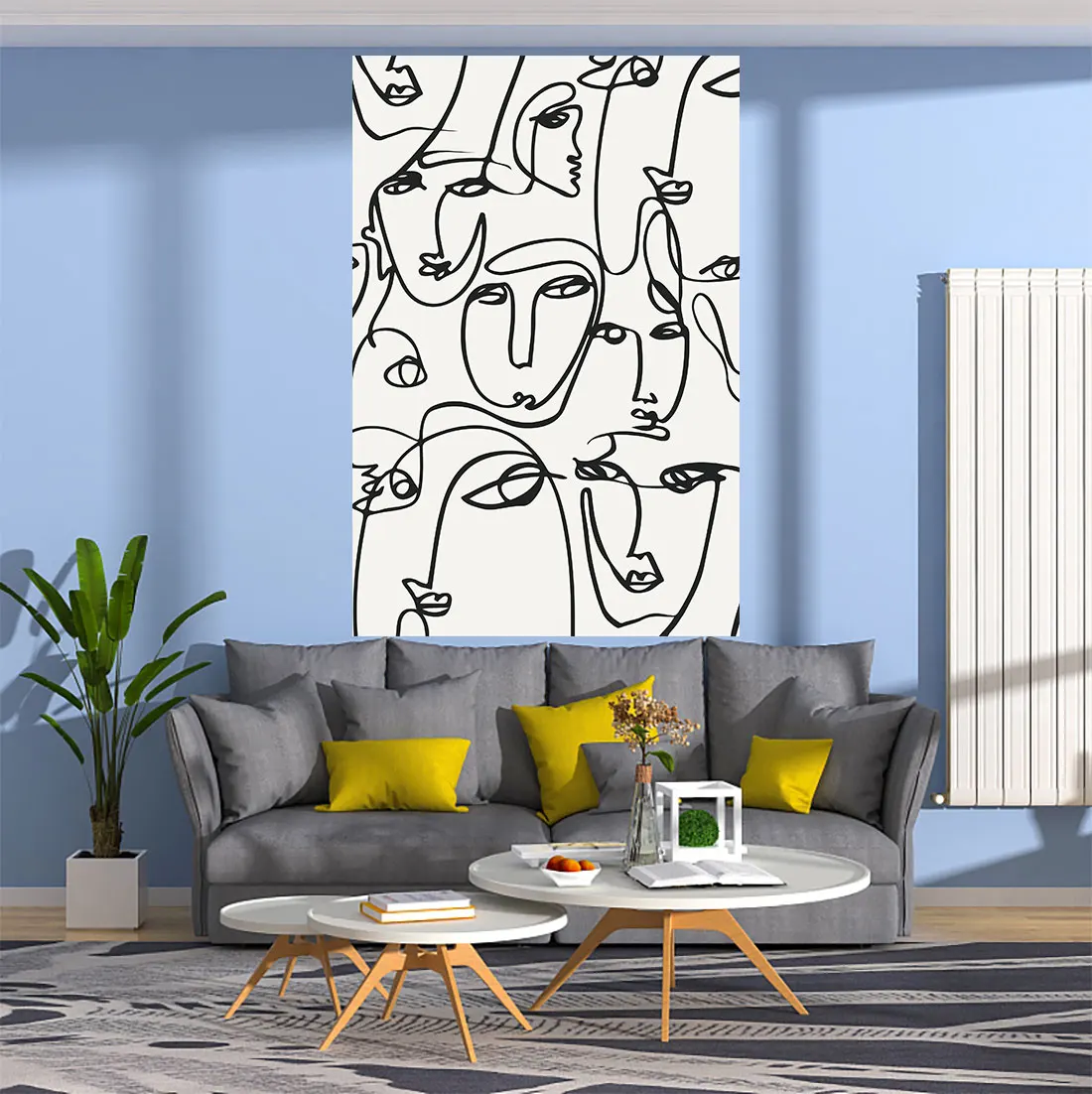 

QdDeco Face Line Drawing Printed Sofa Blanket Abstract Minimalist Art Illustration Wall Hanging Tapestries Aesthetic Decoration