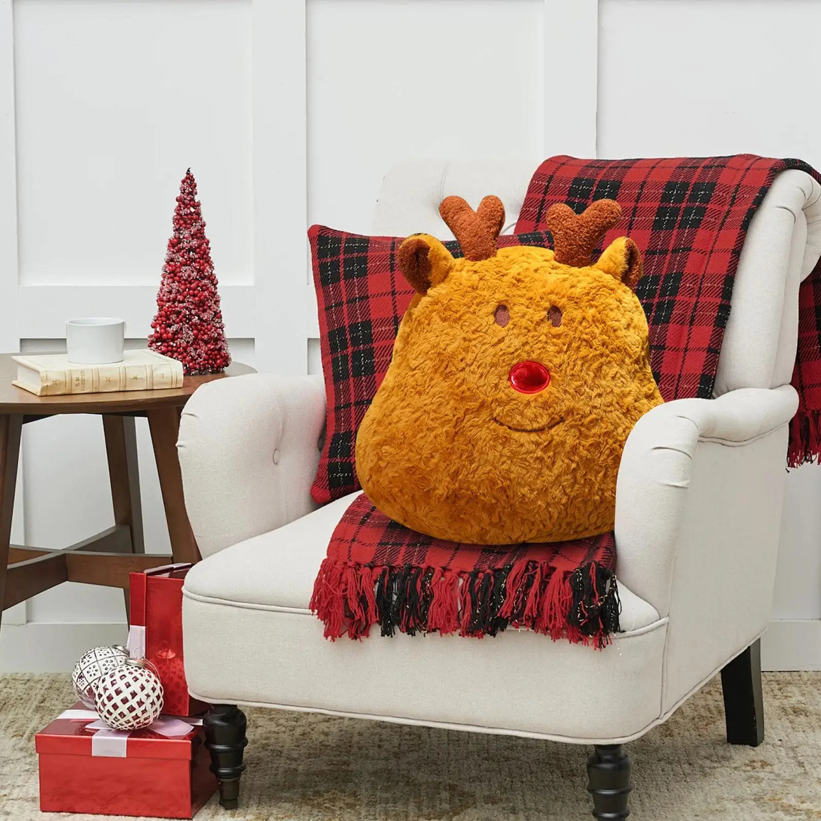 Christmas Plush Pillow Winter Decorations Christmas Shaped Throw Pillows for Home Living Room Bedroom Couch Sofa Party Dorm