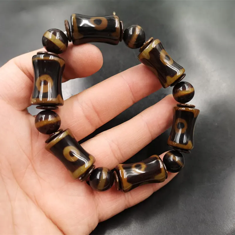 Knot Style Dzi Agate Tube Bead Bracelet Hand String