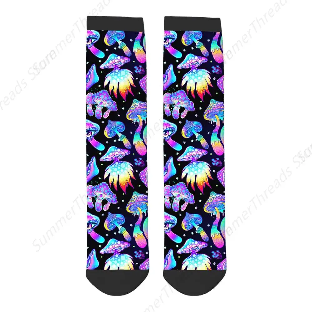 الفطر السحري جوارب بأشكال مضحكة نابضة بالحياة مخدر الفلورسنت الفطر الملونة الهبي بوهو نمط الجدة عادية طاقم الجوارب