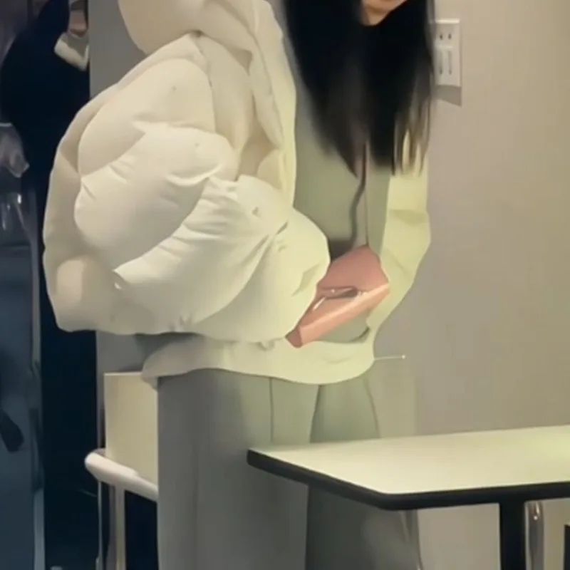 YYAHAHAS Korean Fashion White Thick Cotton Jacket with Women's High-end Design Popular Short Warm Parkas Female Clothing