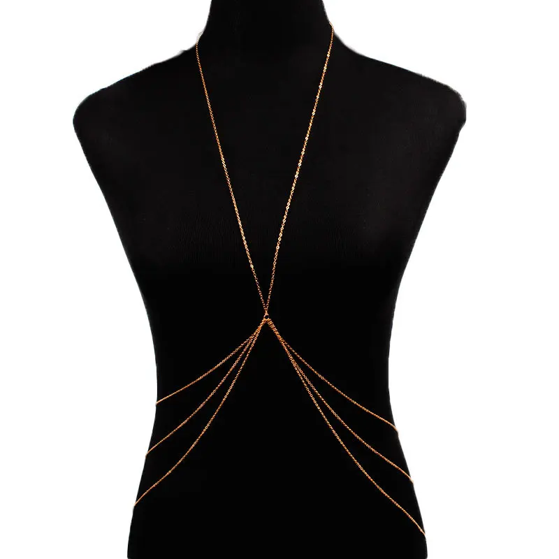 New Simple Style Chain Necklace Belly Body Chain Fashion Sexy Copper Sequins Body Jewelry for Women Beach Party