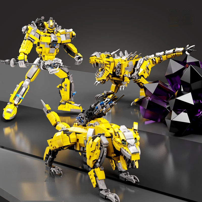 

Jurassic Period 3 in 1 Deformation Dinosaur Building Blocks T-Rex Robot Yellow Home Decor Creative Collection Holiday Gifts