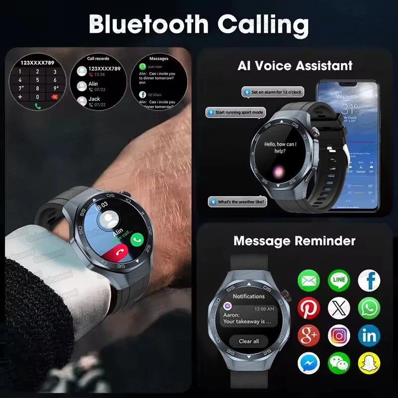 2025New actualizado deporte al aire libre GPS reloj inteligente hombres 1,53 "HD AMOLED pantalla GPS pista ritmo cardíaco Bluetooth llamada brújula SmartWatch