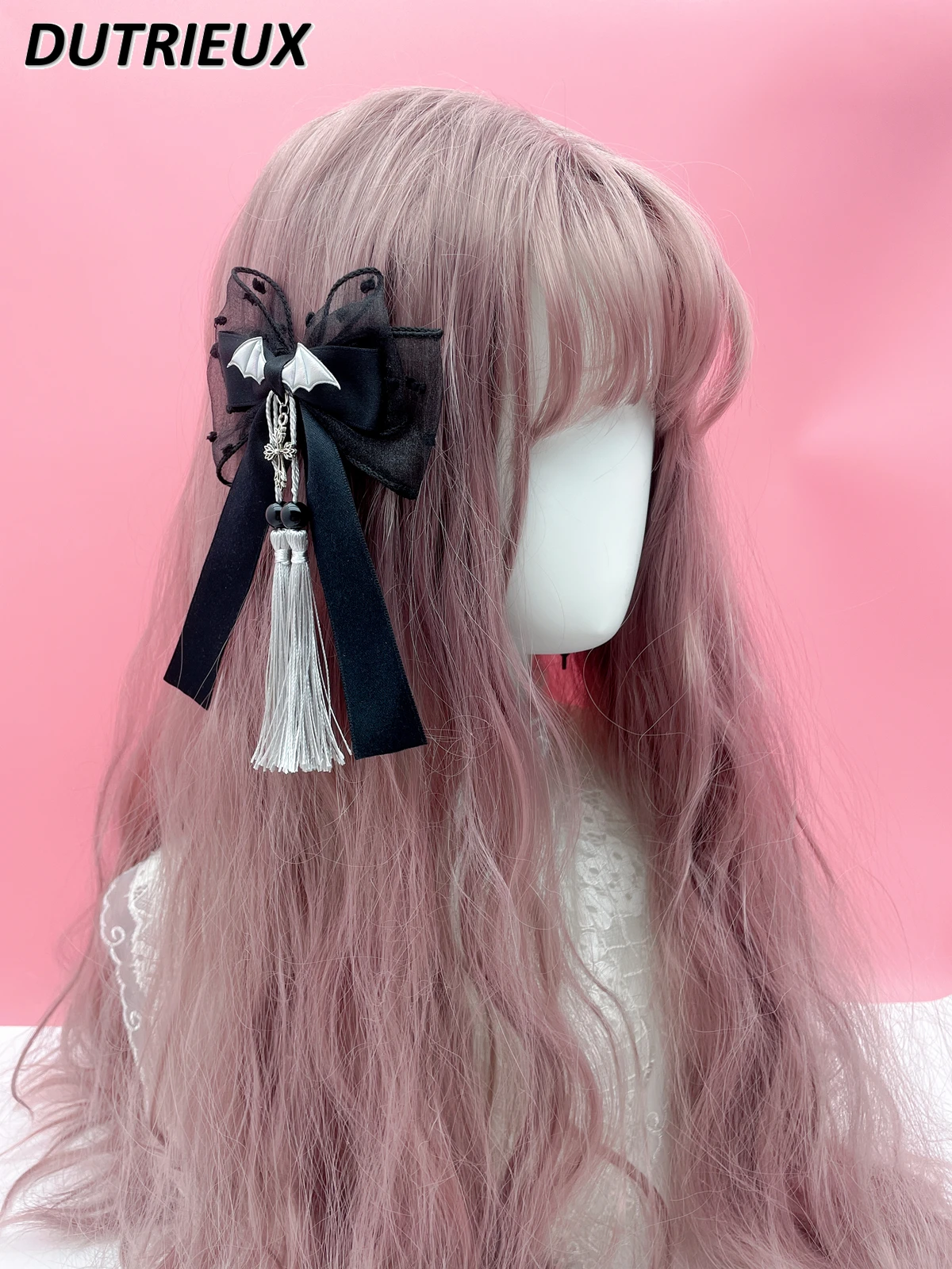 2023 New Women's Accessories Lolita Style Gothic Hair Clip Bow Brooch Fashion Headdress Female Sweet Cute New Headwear for Girl