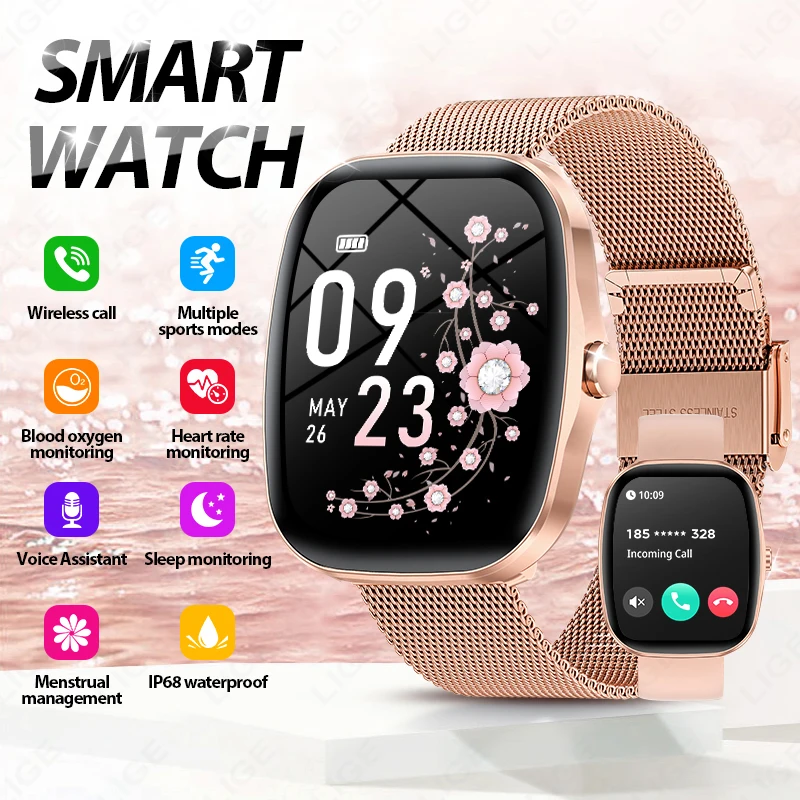 

LIGE 2025 Smart Watch Women Full Touch Screen Bluetooth Call Waterproof Smartwatch Man Sports Fitness Tracker Smart Watches Men