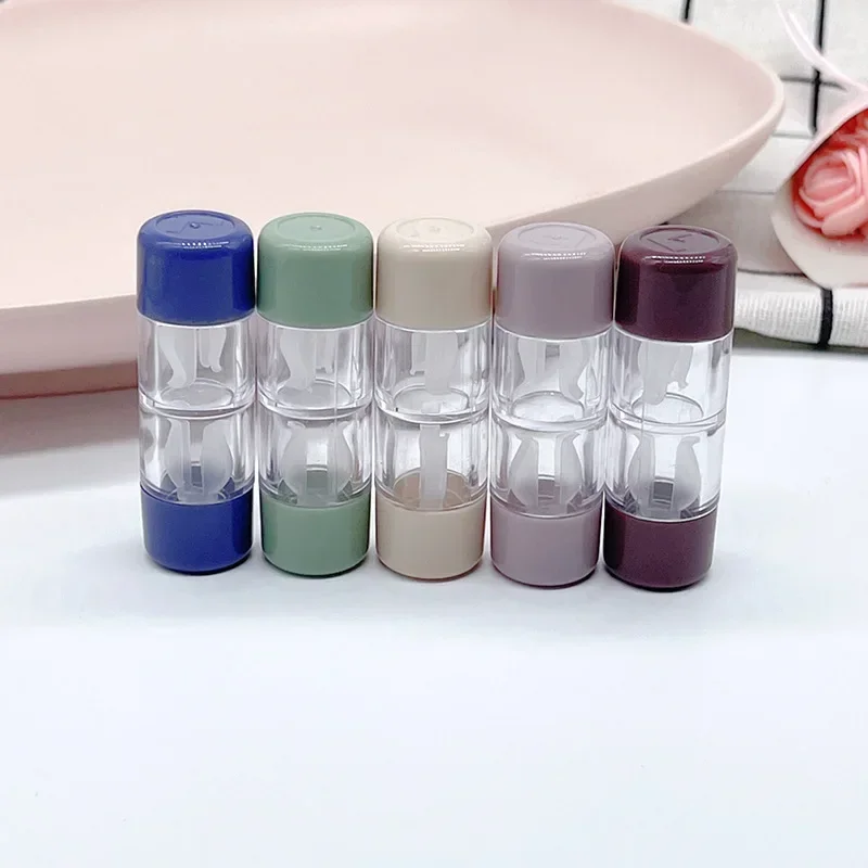 Portable Colored Contact Lens Cases for Travel L+R Lens Holder Transparent Eyes Contacts Travel Kit Holder Lens Container