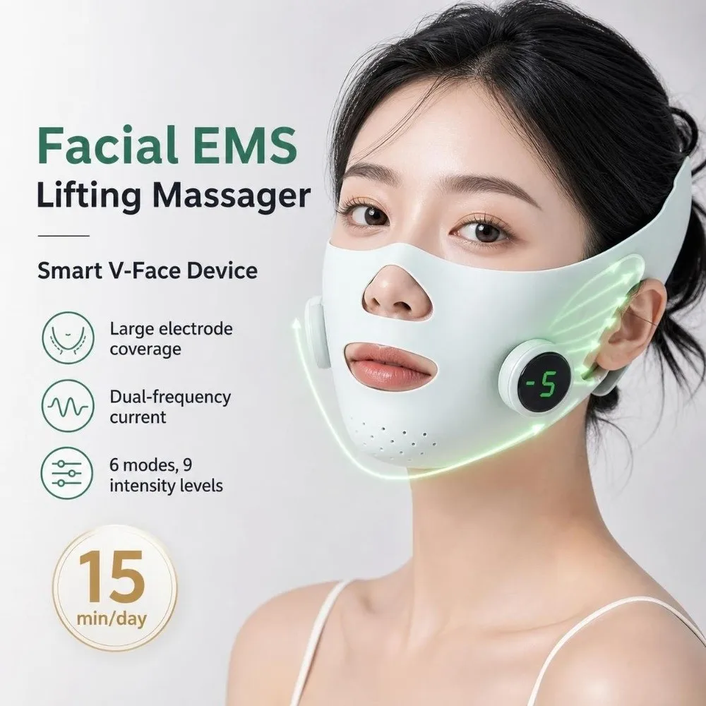 Electric Facial EMS Lifting Machine Breathable Adjustable Intensities V Line Lift Belt Lift Up 9 levels Facial Massage Strap