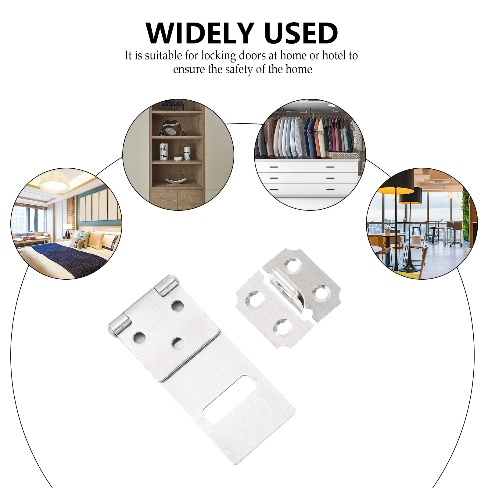 

2 Sets 3 Inch Stainless Steel Anti theft Safety Latch Door Lock Guard Hasp Furniture Household Secure Cabinet Hardware