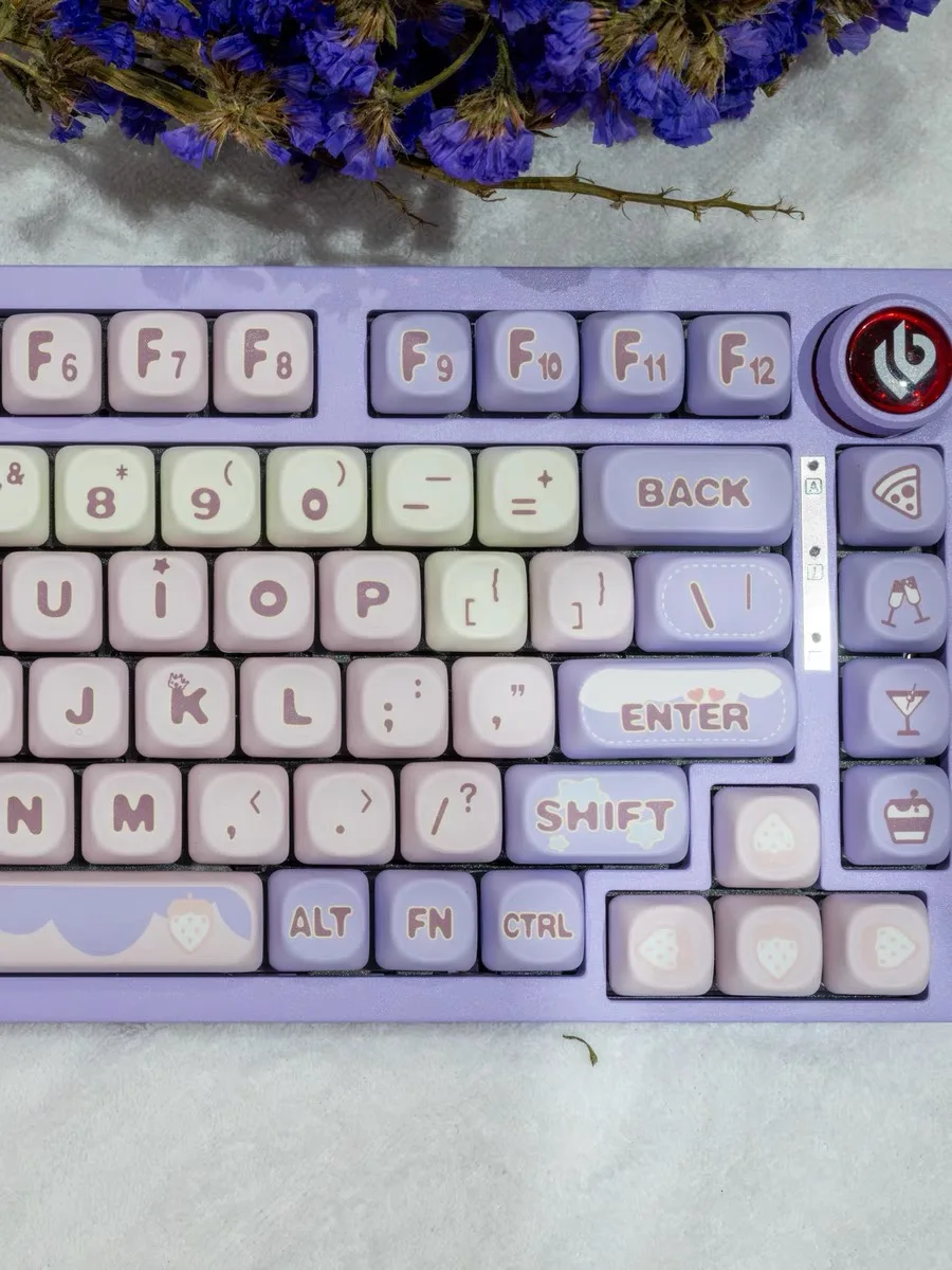 140 Keys Strawberry Taro Paste MOA Height Key Cap Cute gift Sublimation Mechanical Keyboard Keycaps Keyboard Cap